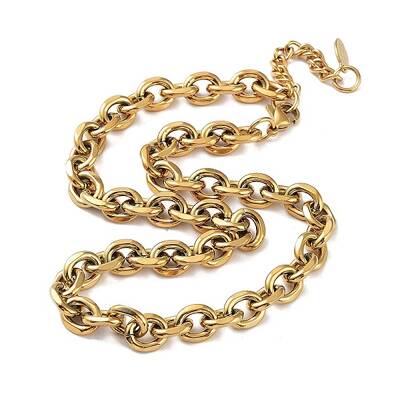 Ion Plating(IP) 304 Stainless Steel Rolo Chain Necklace