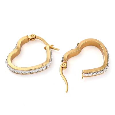304 Stainless Steel Heart Hoop Earrings