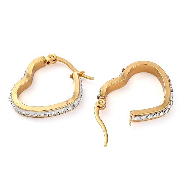 304 Stainless Steel Heart Hoop Earrings