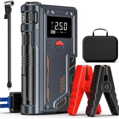 Portable Car Jump Starter, 1000A Car Jump Starter with 150PSI Vehicle Air Pump, Multifunctional Automotive Car Battery Charg...