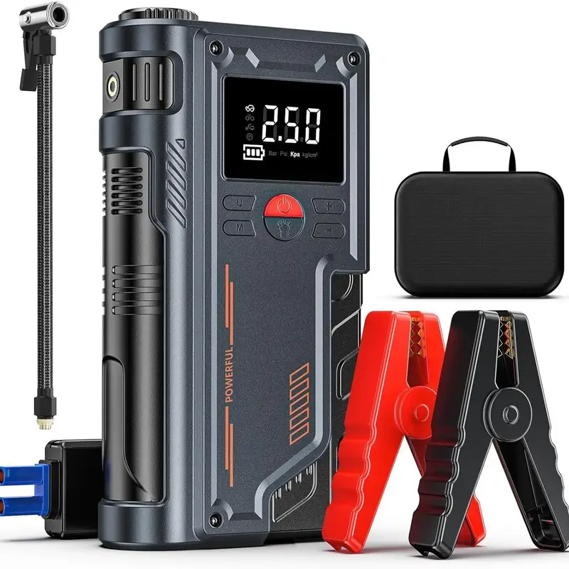 Portable Car Jump Starter, 1000A Car Jump Starter with 150PSI Vehicle Air Pump, Multifunctional Automotive Car Battery Charg...