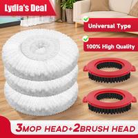 Microfiber Mop & Scrub Brush Refills for Hurrica, Mopnad, Cassabel and Other 360 Spin Mop Systems, Microfiber Spin Mop Refill...
