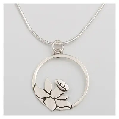 Blooming Flowers Sterling Necklace - Lily - with Diamond Cut Chain