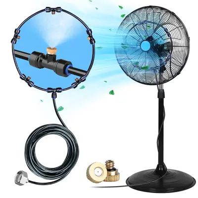 homenote Fan Misting Kit, Fan Misters for Cooling Outdoor Patio, 16.4FT (5M) Misting Line & 5 Removable Brass Nozzle & Solid ...