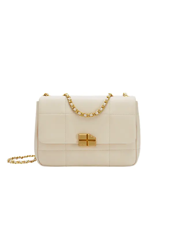 Smting Chocolate Lock quilted golden chain bag