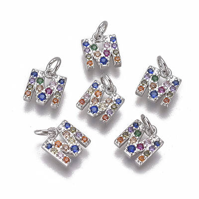 Brass Micro Pave Cubic Zirconia Charms