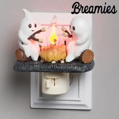Breamies Ghost Campfire Flickering Halloween Night Light, 3D LED Small Electric Faux Campfire Night Light, Halloween Nightlig...