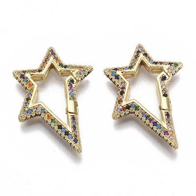 Brass Micro Pave Cubic Zirconia Spring Gate Rings