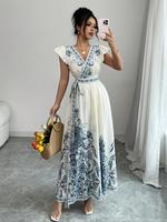 Women's Ethnic Pattern V Neck Dress, Bohemian Elegant Casual Dress for Daily Outdoor Wear, Ladies Vneck Clothes for All Seaso...