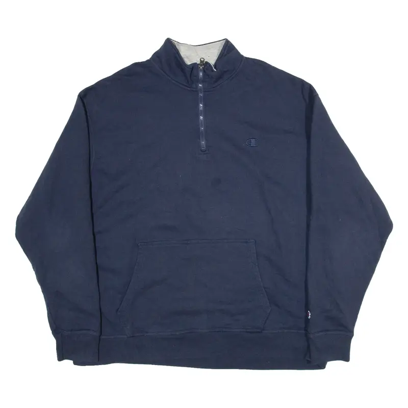 CHAMPION Mens Sweatshirt Blue 1/4 Zip 2XL