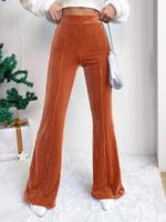 Women's Plain High Waist Flare Leg Pants, Fitted Comfy Bell Bottom Trousers for Daily Wear, Ladies Going Out Bottoms for All ...