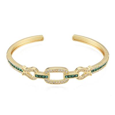 Cubic Zirconia Oval & Fish Open Cuff Bangle