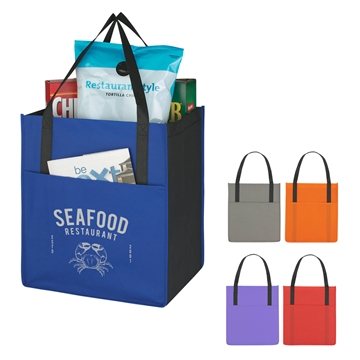 150 Promotional Non-Woven Shopper's Pocket Tote Bag - ...
