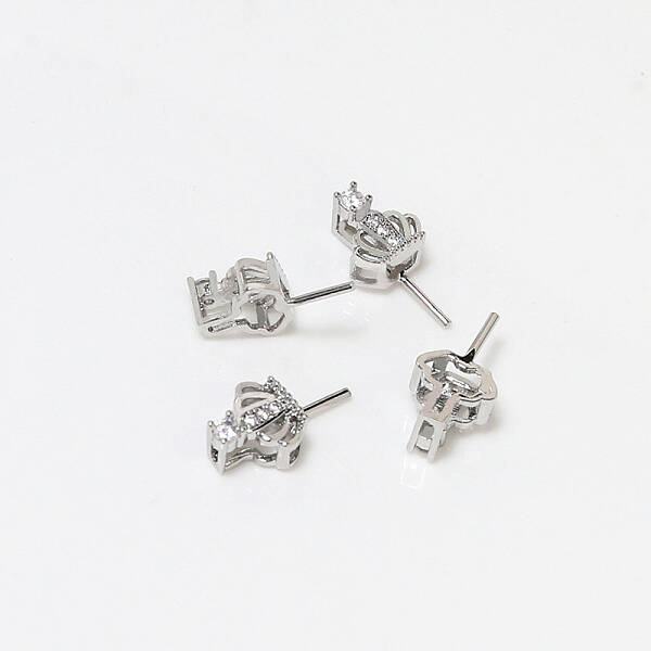 Brass Micro Pave Clear Cubic Zirconia Crown Head Pins