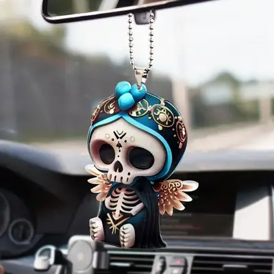 Skull & Wing Design Car Hanging Ornament, Car Rearview Mirror Pendant, Universal Car Interior Decoration Accessories