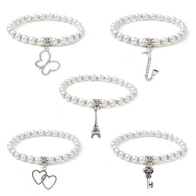 Glass Pearl Beaded Stretch Bracelets