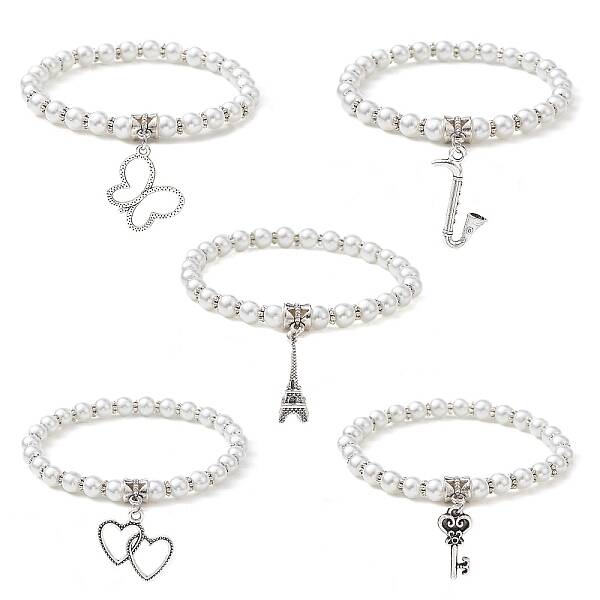 Glass Pearl Beaded Stretch Bracelets