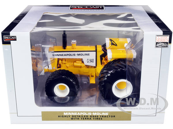 Minneapolis-Moline G940 Tractor with Terra Tires Yellow and White Classic Series 1/16 Diecast Model by SpecCast