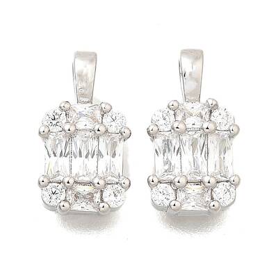 Rectangle Brass Micro Pave Cubic Zirconia Charms