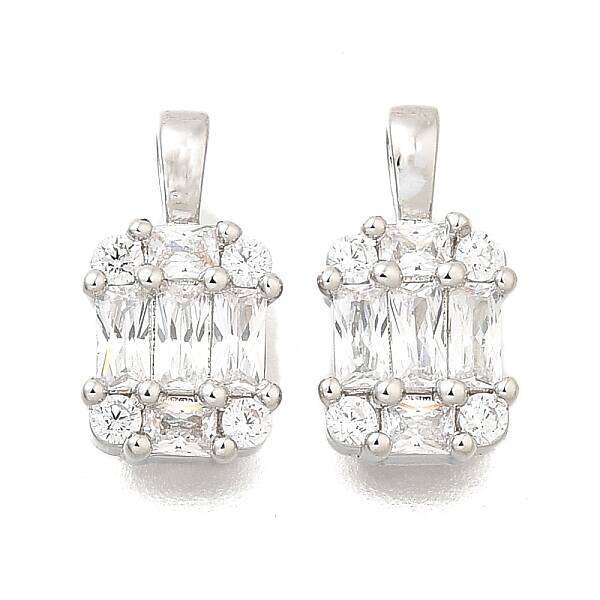Rectangle Brass Micro Pave Cubic Zirconia Charms