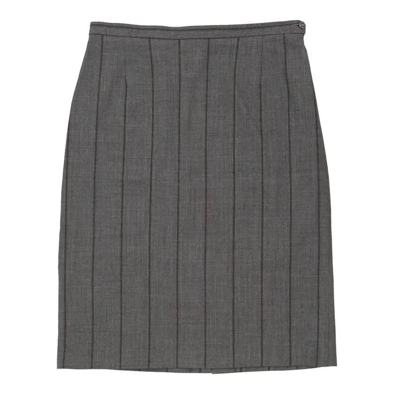 Iceberg Striped Pencil Skirt - 31W UK 12 Grey Wool Blend | Size: UK 12