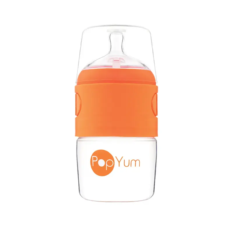 PopYum 5oz Orange Anti-Colic Formula Making Baby Bottle with #1 Slow Flow Nipple