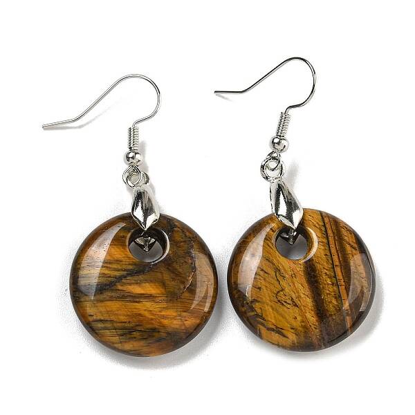Rack Plating Brass Flat Round Dangle Earrings for Women