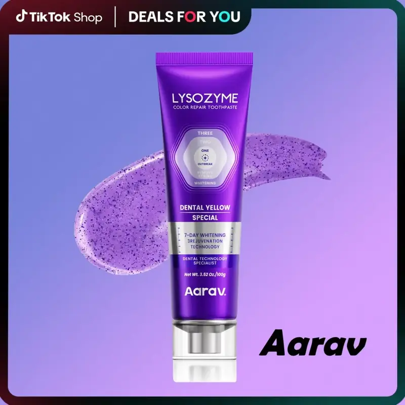 Aarav Lysozyme Purple Whitening Toothpaste | instant StainRemoval & Color Repair for Teeth Brightening l Fresh BreathFormula ...