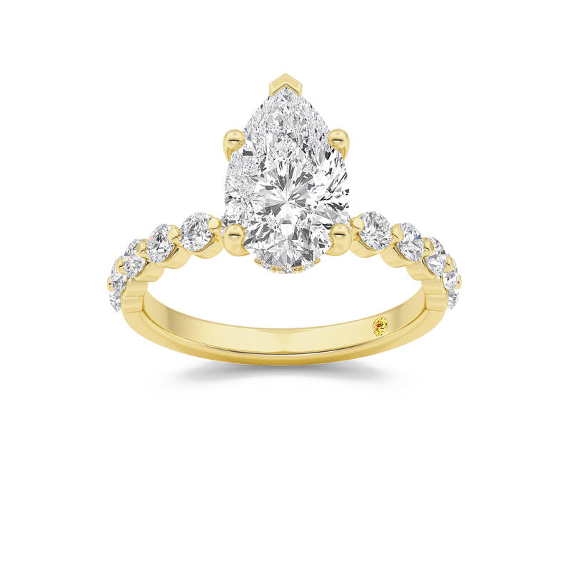 Frost Shared Prong Pear Shape Lab Grown Diamond Engagement Ring | 14K Yellow Gold 3 3/4 CT. TW.