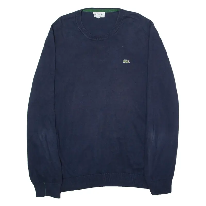 LACOSTE Mens Jumper Blue Crew Neck Tight Knit 2XL