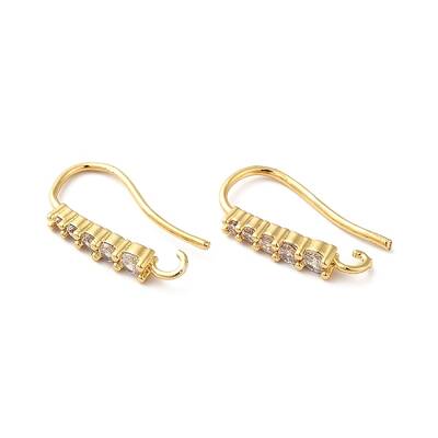 Brass Micro Pave Clear Cubic Zirconia Earring Hooks