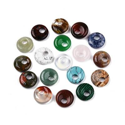 Natural & Synthetic Mixed Stone Donut Pendants
