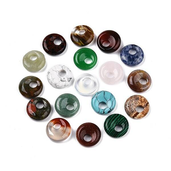 Natural & Synthetic Mixed Stone Donut Pendants