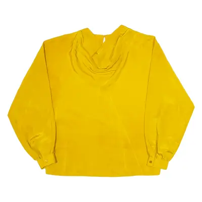 JULIETTA Womens Blouse Yellow High Neck Long Sleeve L