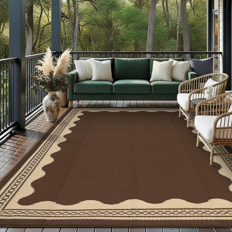 Garvee Outdoor Rug 10x14 Waterproof Reversible Plastic Straw Quick-Dry Stain-Resistant Lightweight Foldable for Patio Camping...