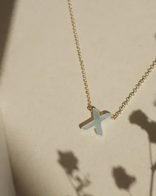 Dawn Initial Necklace | Metal Color: Solid 14K Gold | Style: X