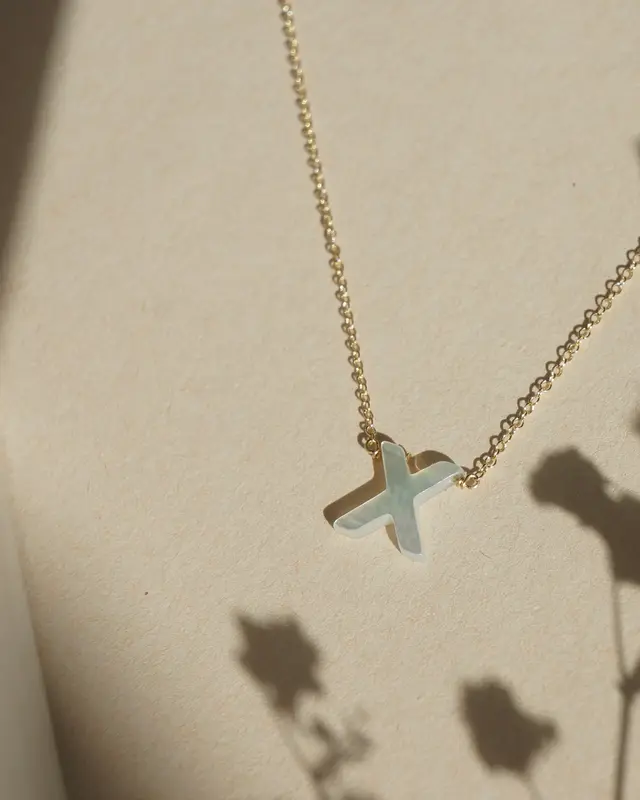 Dawn Initial Necklace | Metal Color: Solid 14K Gold | Style: X