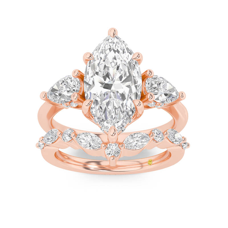 Celestia Lab Grown Marqusie Diamond Engagement Ring with The Angelina Wedding Band | 10K Rose Gold 3 1/2 ct. tw.