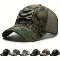 1pc American Flag Patch Camouflage Baseball Cap, Trucker Hats