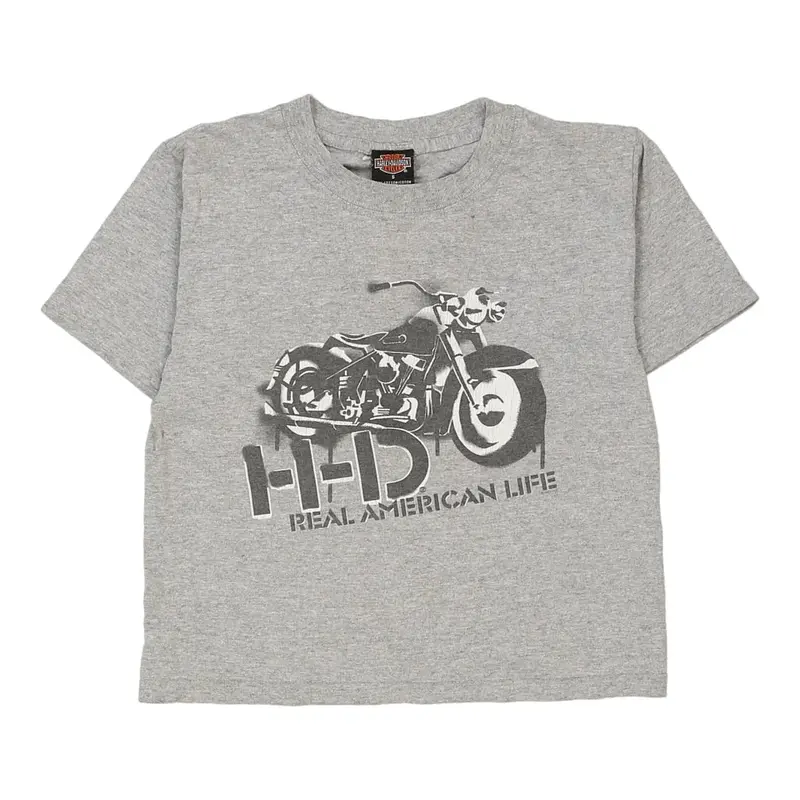 Age 4-6 Harley Davidson T-Shirt - Small Grey Cotton