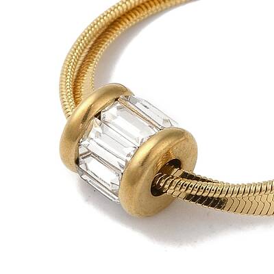 304 Stainless Steel Glass Column Pendant with Snake Chain Necklaces