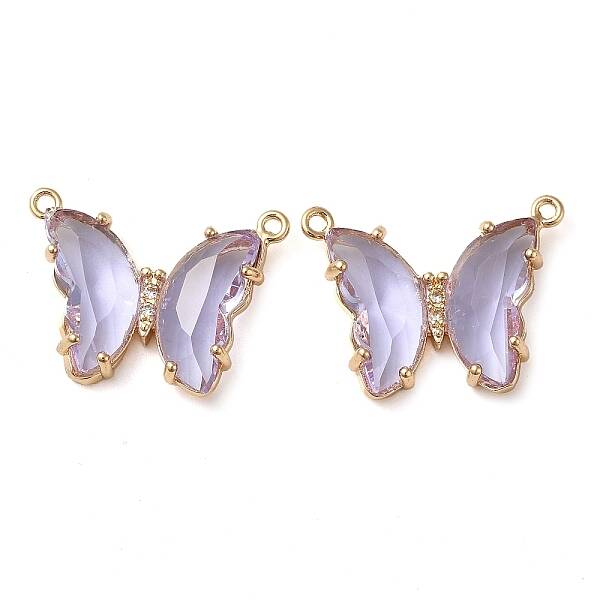 Brass Pave Faceted Glass Connector Charms