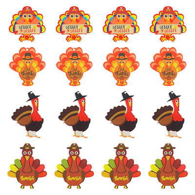 16Pcs 4 Styles Thanksgiving Day Opaque Acrylic Pendants
