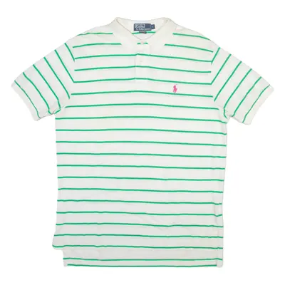 POLO RALPH LAUREN Mens Polo Shirt White Striped L