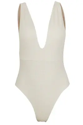 Helena Deep Plunge Swimsuit in Platinum | Size: Large