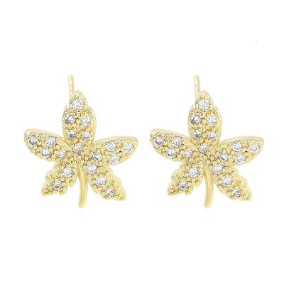 Brass Micro Pave Clear Cubic Zirconia Stud Earrings for Women