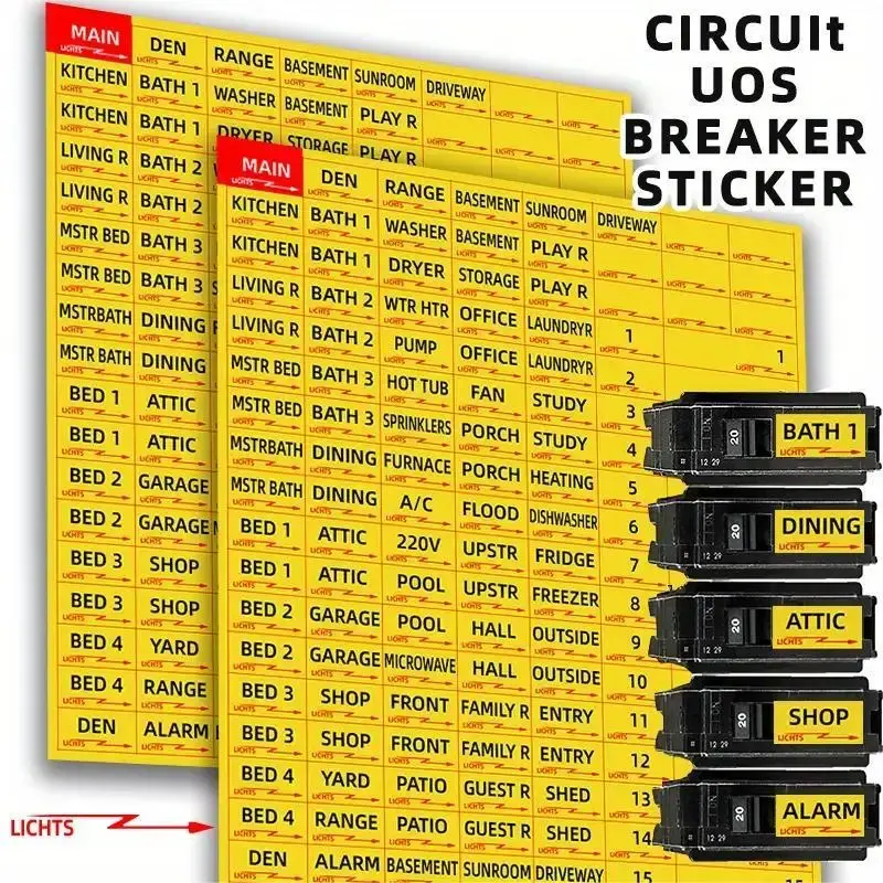 Circuit Breaker Label Sticker, 129pcs/set Waterproof Assorted Size Label Sticker, Waterproof Stickers, Portable Electrical Ci...