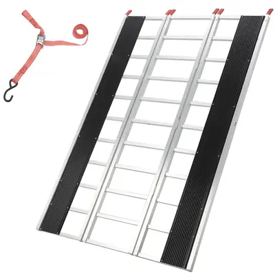 GARVEE 1500LB Aluminum Loading Ramps - Tri-Fold Design w/Anti-Slip Surface for Pickup Trucks, Motorcycles & ATV (Lightweight ...