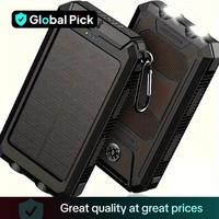 Portable Solar Power Bank, 1 Count 8000mAh Solar Charger with Double Bright LED Flashlight, Multifunction Power Banks for Ou...