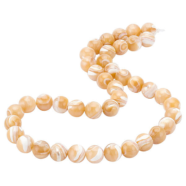 1 Strand Natural Sea Shell Round Bead Strands